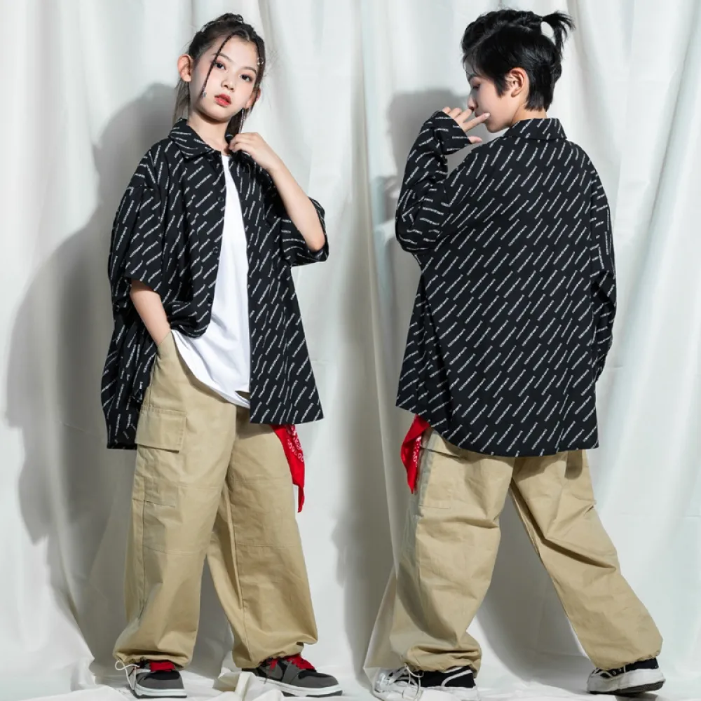 Abbigliamento alla moda per bambini hip-hop Abito camicia Hiphop Summer Boys Abbigliamento per bambini hip-hop Street Girl Perfo