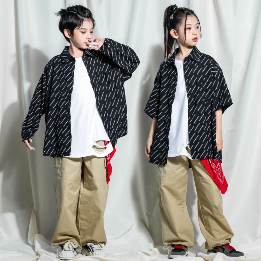Abbigliamento alla moda per bambini hip-hop Abito camicia Hiphop Summer Boys Abbigliamento per bambini hip-hop Street Girl Perfo