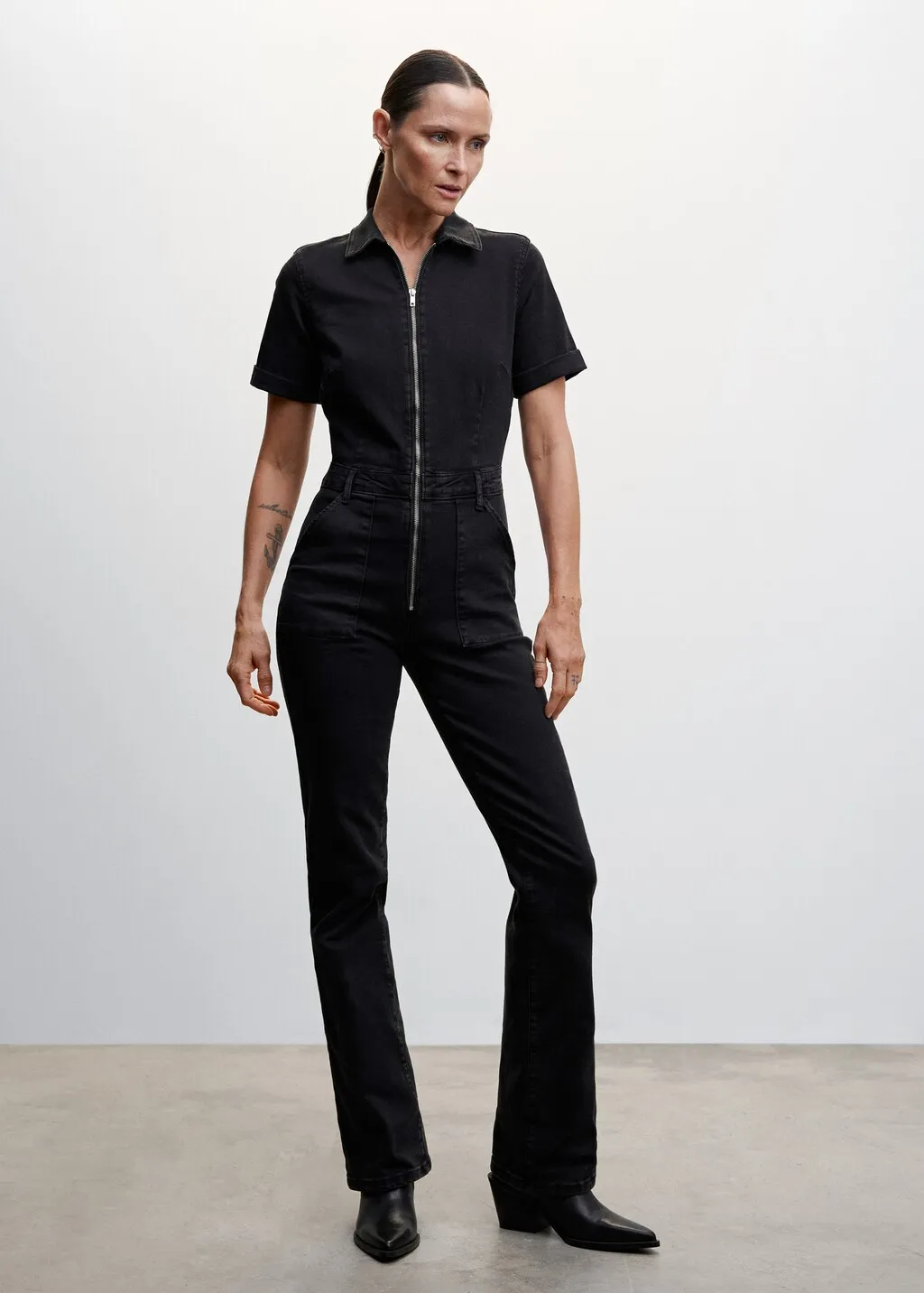 Abito a tuta denim zip