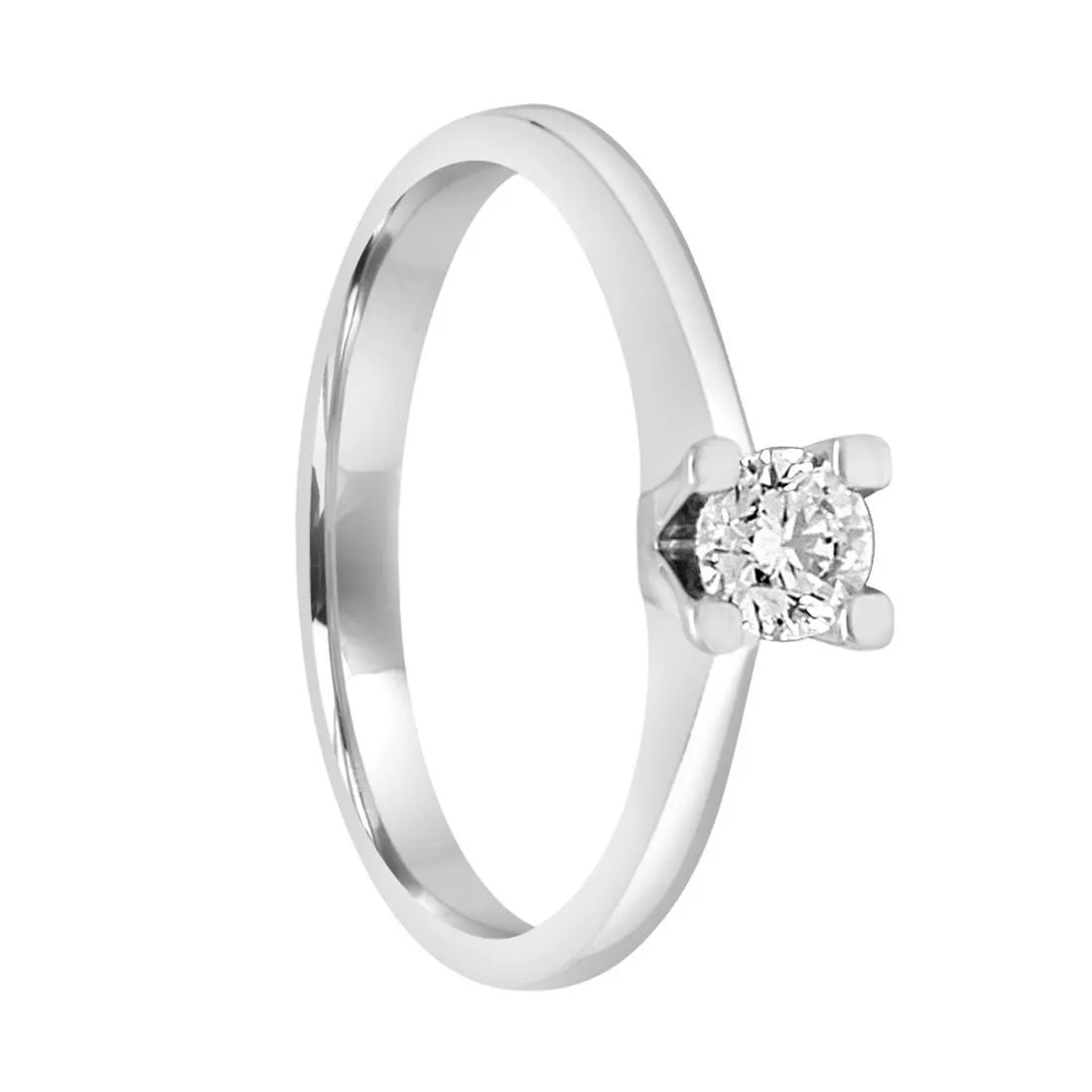 Anello solitario in oro bianco con diamante 0.30 ct mis 14