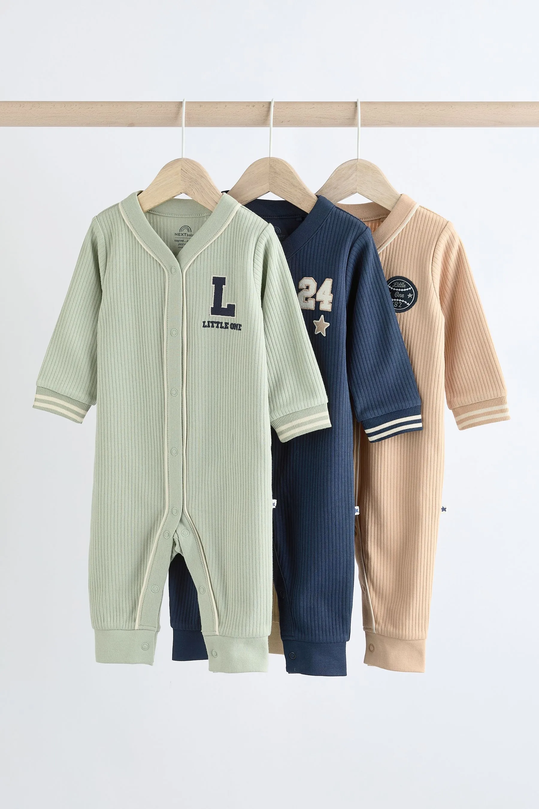 Baby 100% Cotton Footless Sleepsuit 3 Pack (0mths-3yrs)    