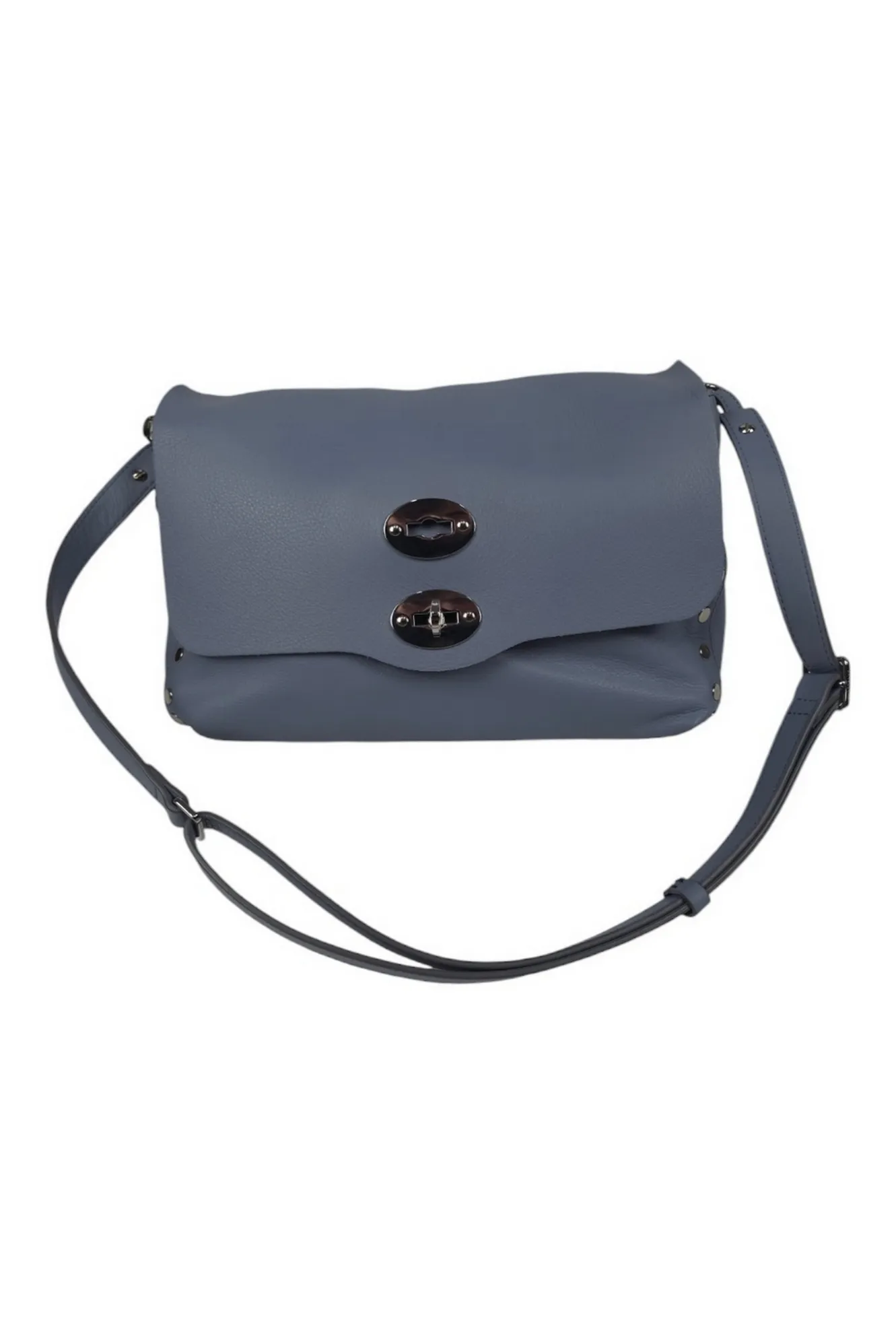 borsa donna postina small in piuma chain azzurro
