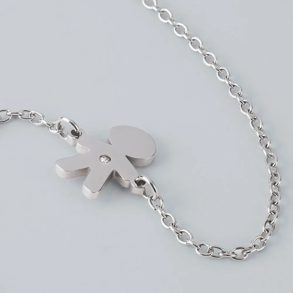 Bracciale Bimbo Lady Chic Acciaio Cristallo Bianco 17 + 3 cm 1658461
