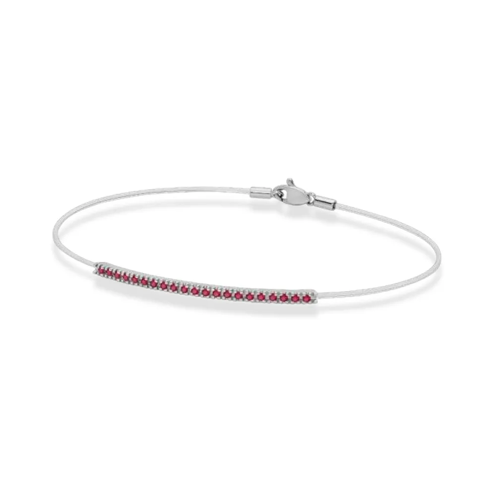 Bracciale Paddle in Nylon e Barretta Tennis Oro Bianco e Rubini