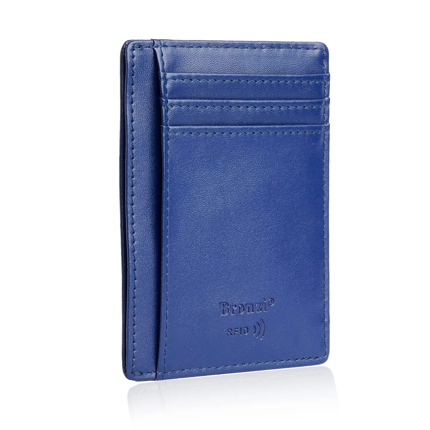 Bronzi Portafoglio Portafoglio Uomo Donna Piccolo Sottile Slim Elegante - Blocco RFID - Nero Pelle Alta Qualità - Mini Porta Tes