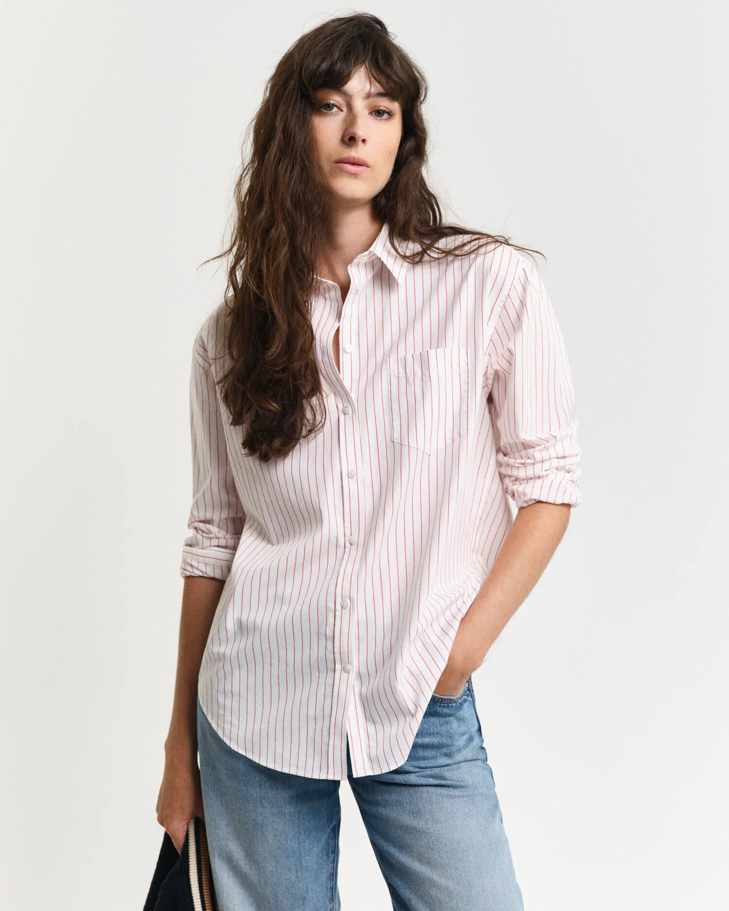 Camicia classica in popeline a righe relaxed fit    