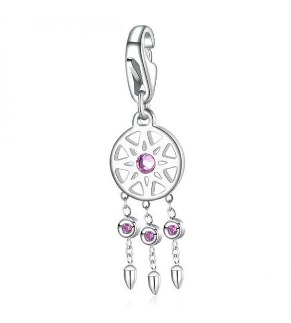 Charm donna gioielli Sagapò Happy in acciaio 316L Acchiappasogni con cristalli Rosa sha280