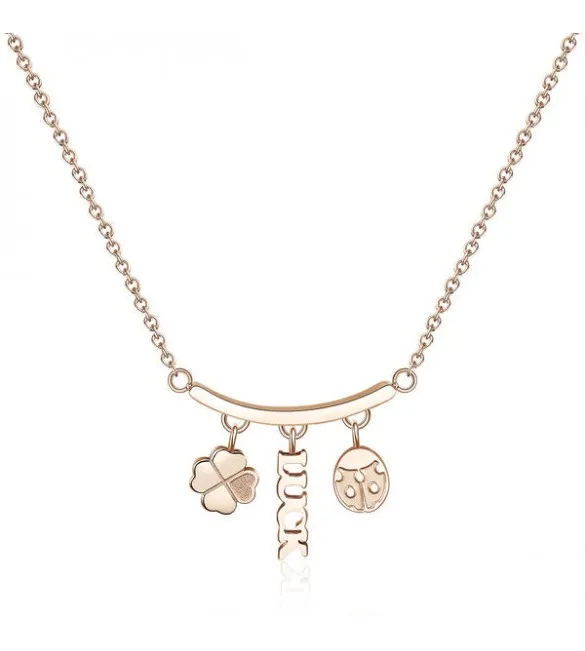 Collana donna gioielli Sagapò Tricony in acciaio 316L pvd oro rosa con charm sty05