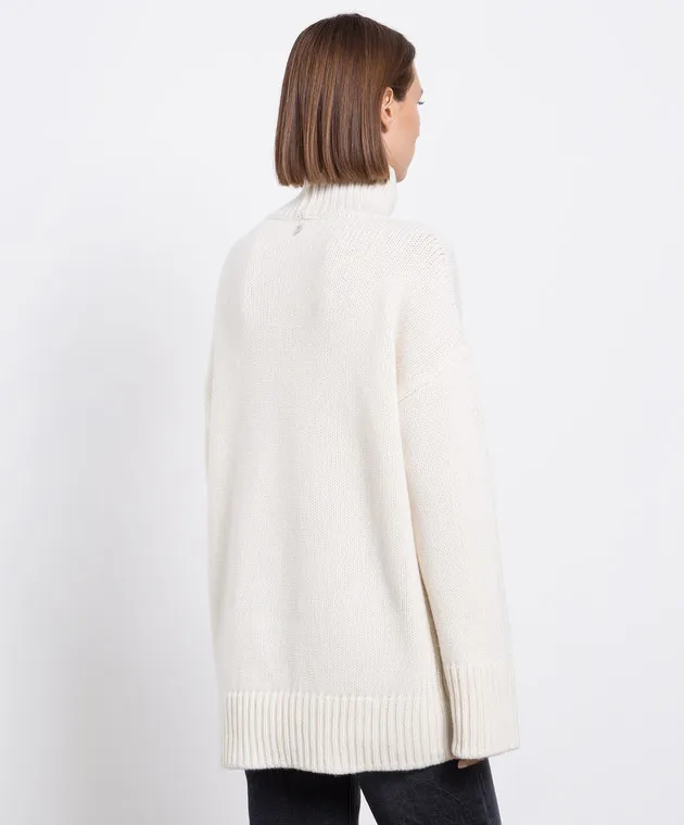 Dondup Maglione bianco in lana e cashmere DT278M00832D002