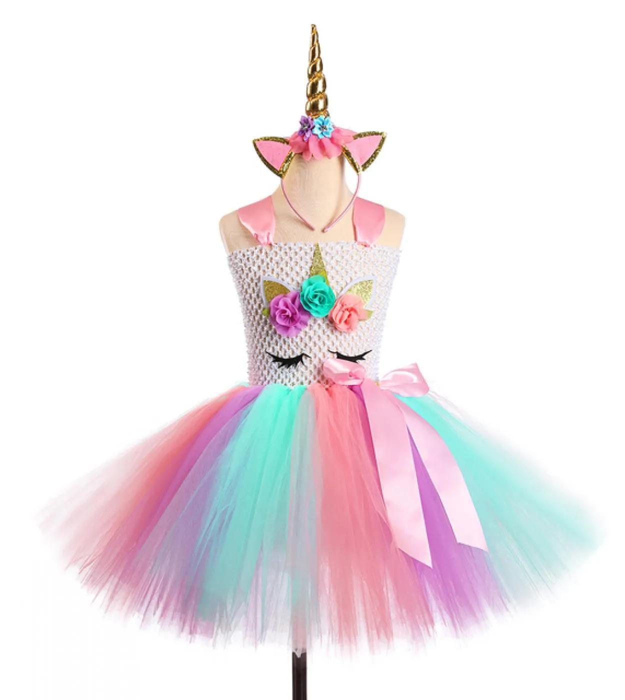 Flower Pastel Unicorn Abiti per bambini per ragazze Tutu Fancy Dress Princess Costume Cosplay Party per bambini Vestiti Set Ou
