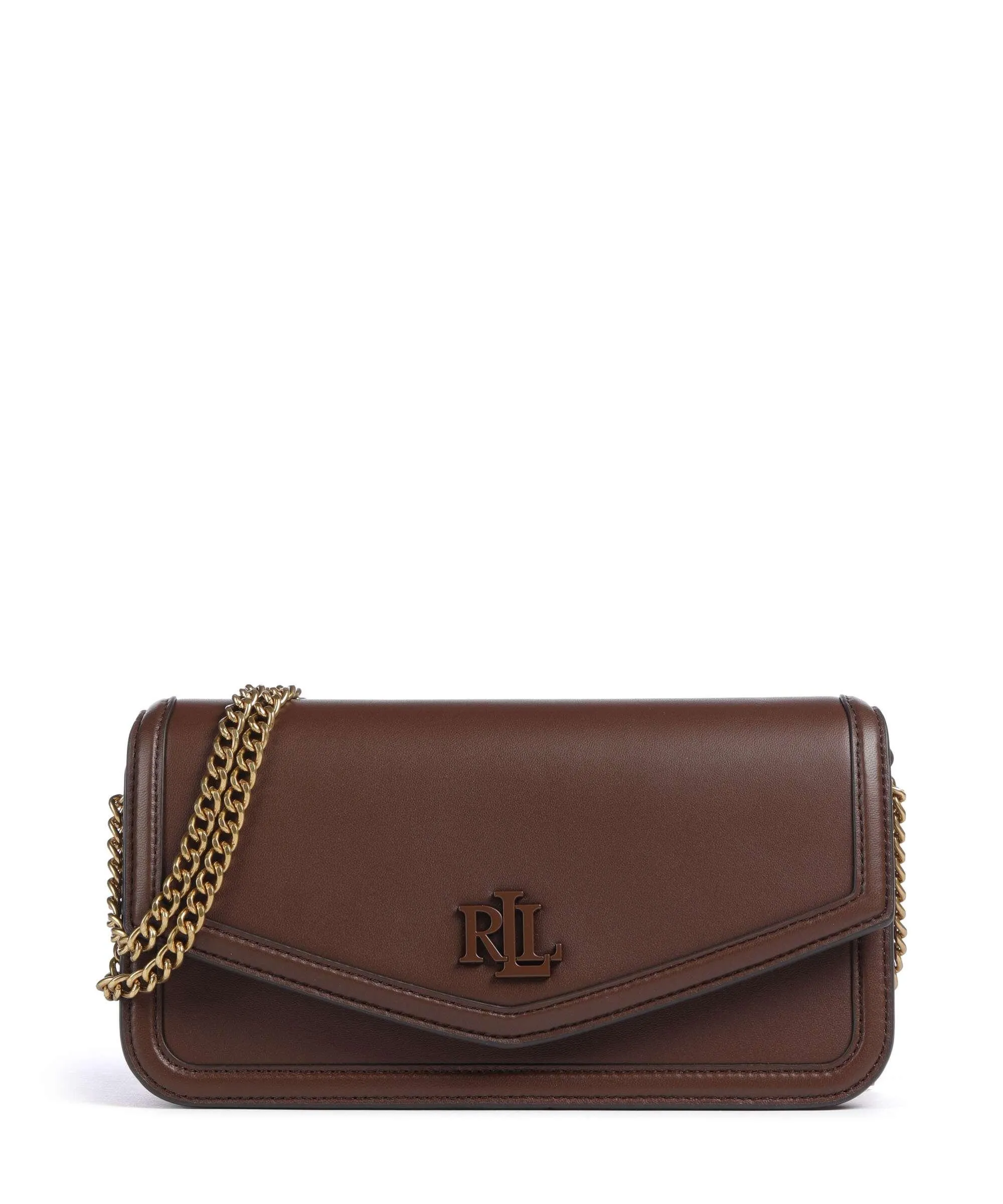  Lauren Ralph Lauren Sawyer Medium Borsa a spalla pelle di pecora mogano  