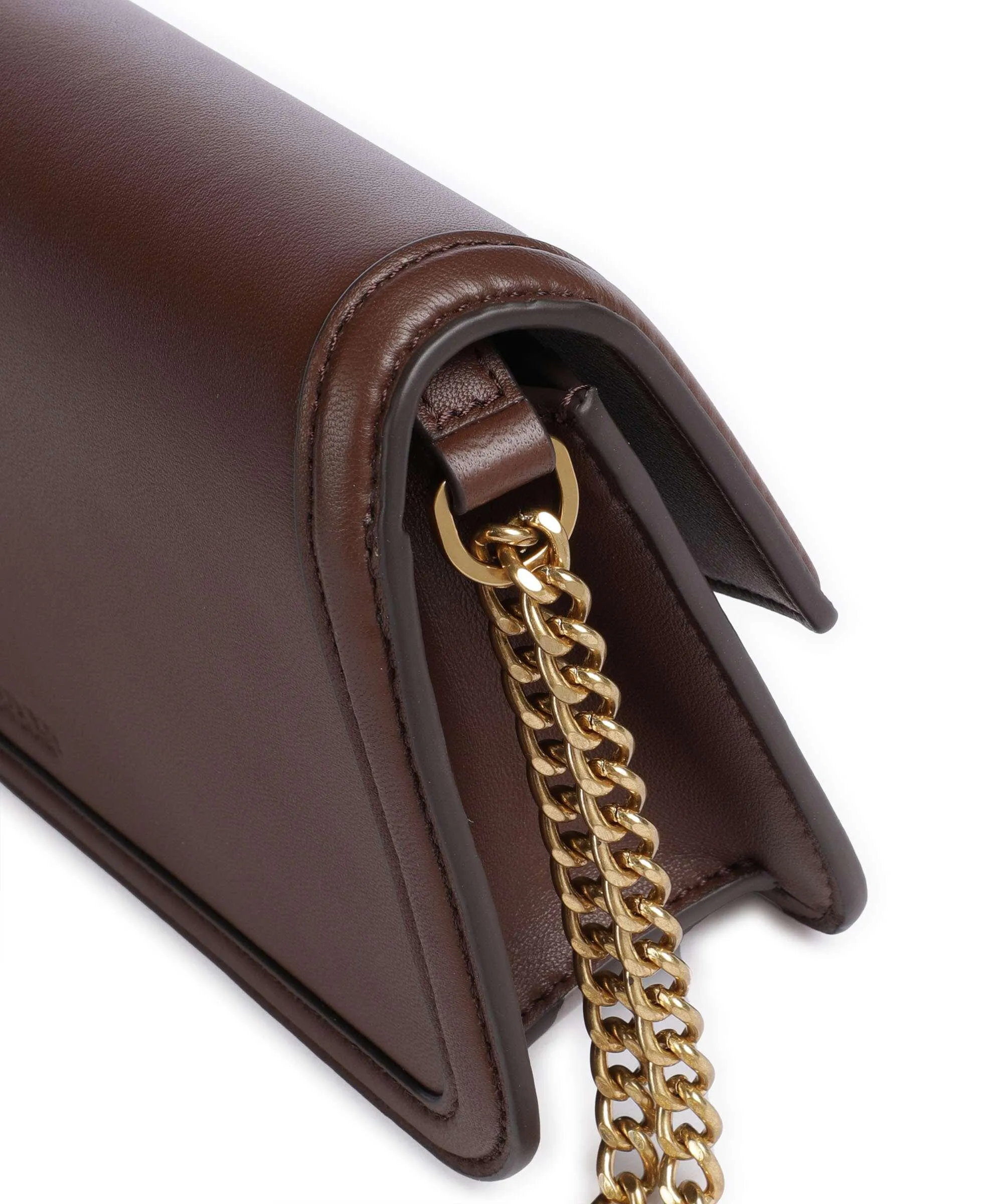  Lauren Ralph Lauren Sawyer Medium Borsa a spalla pelle di pecora mogano  