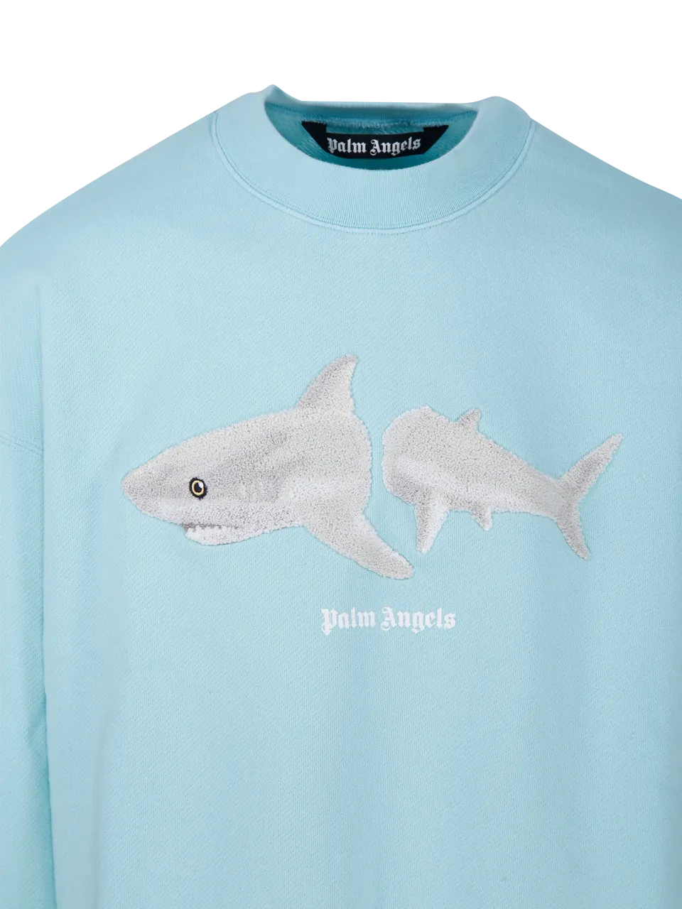 MEN PALM ANGELS LIGHT BLUE COTTON WHITE SHARK CREW