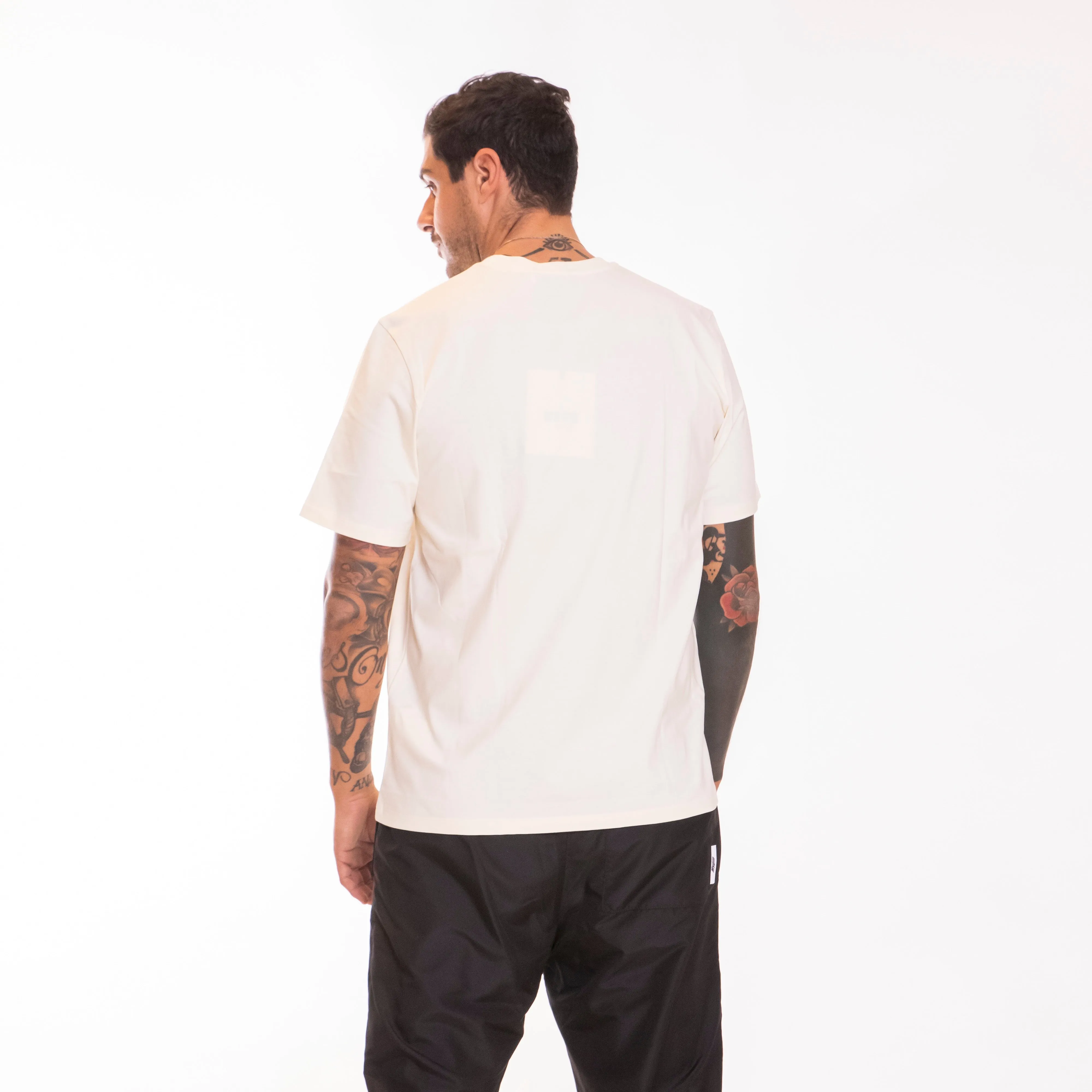 MSGM T-SHIRT BEIGE LOGO CREAM