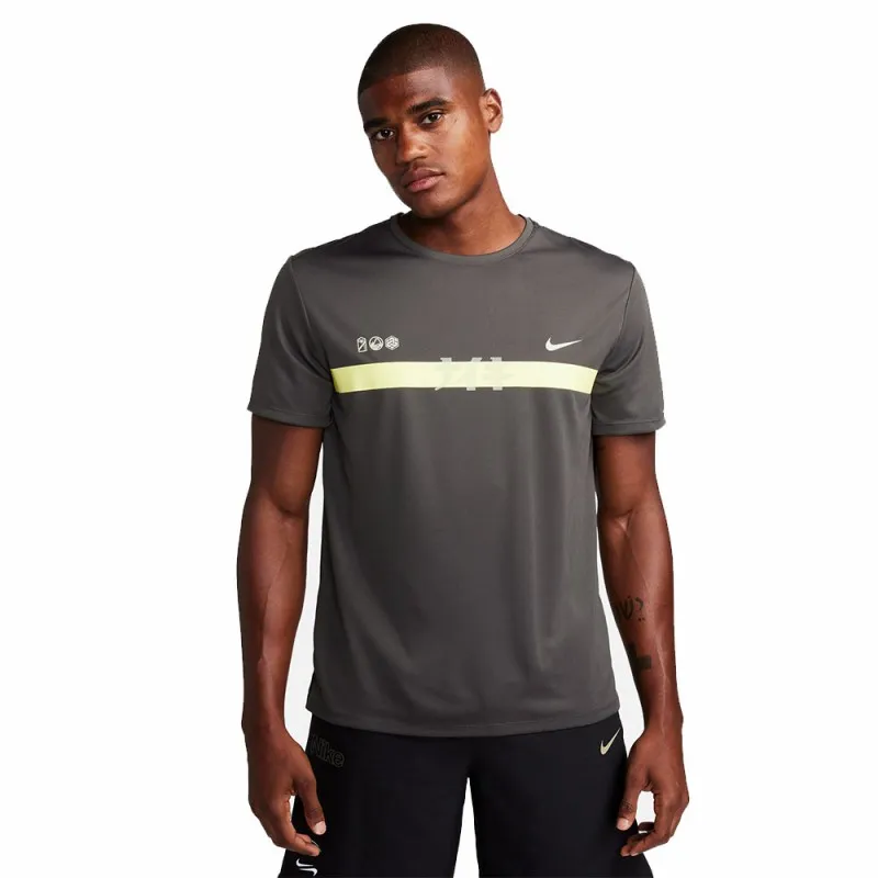 Nike Maglia Running Mm Miler Hakone Medium Grigio Lime Uomo