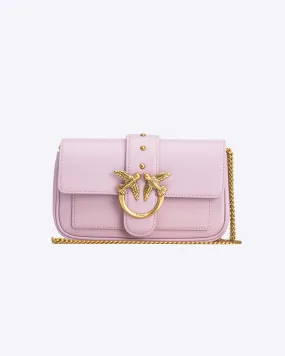 Pocket Love Bag in pelle rosa con patta di chiusura e fibbia dorata Love Birds