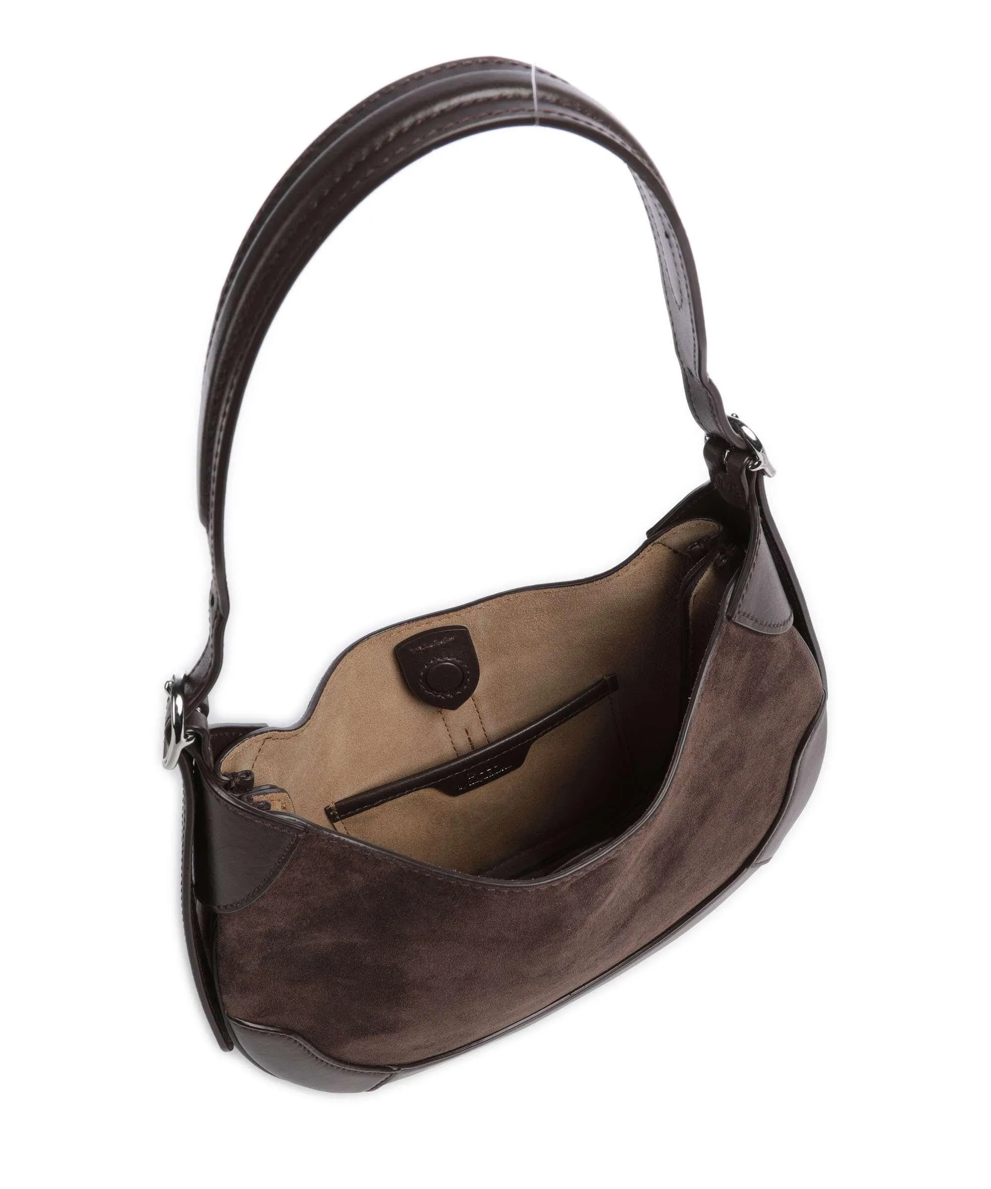  Polo Ralph Lauren ID Collection Borsa hobo pelle di vacchetta finemente grana, pelle bovina ruvida marrone scuro  