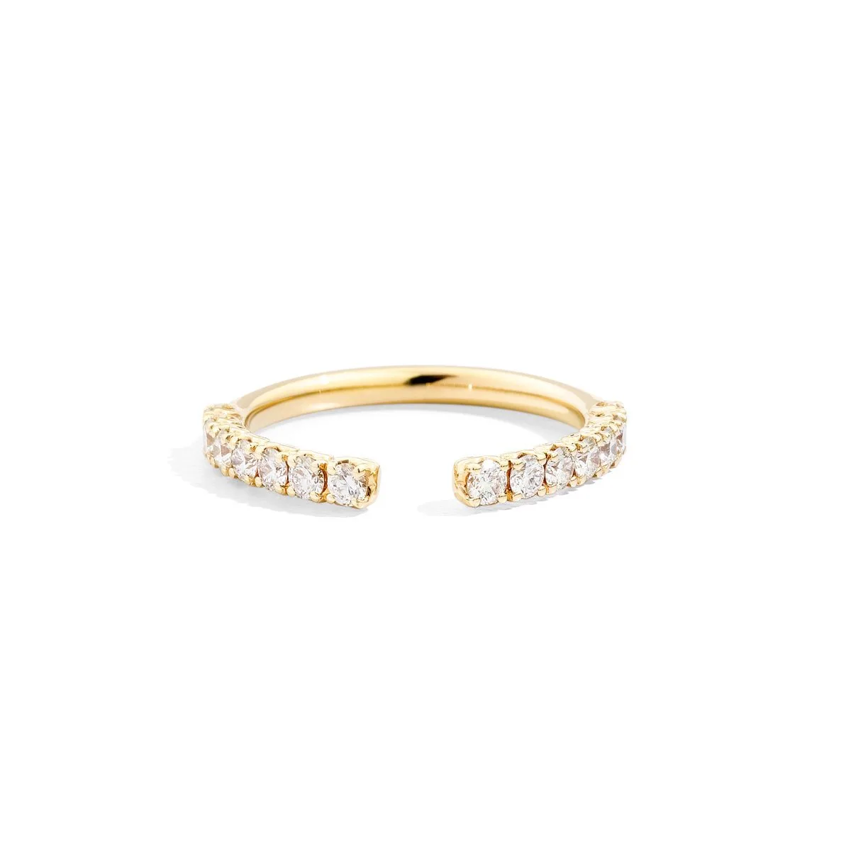 Recarlo anello fedina in oro giallo 18kt con diamanti ct.0,55 e gambo incassato
