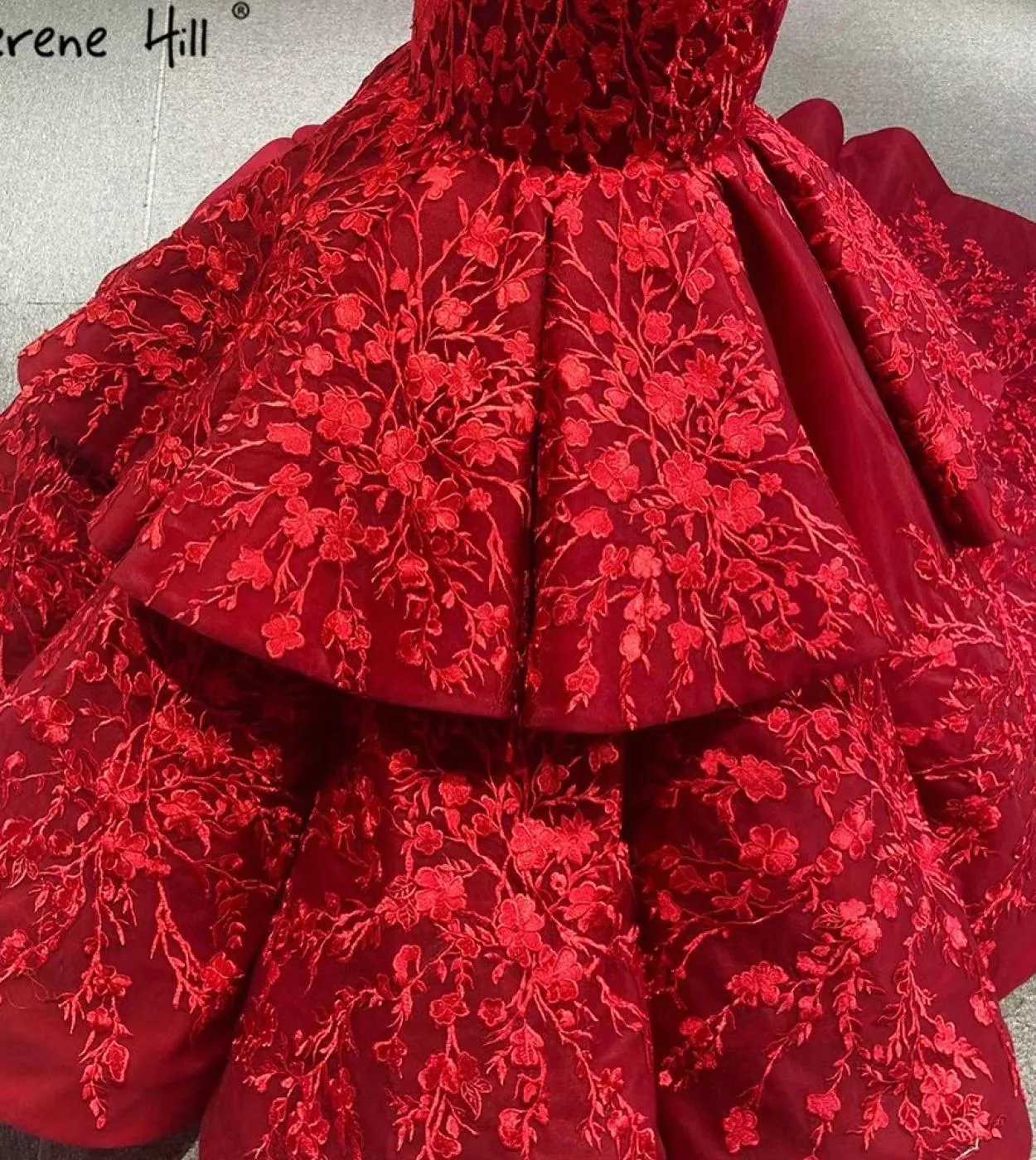 Serene Hill Wine Red Fiori fatti a mano da sposa a sirena Abiti da sposa con spalle scoperte Abiti da sposa eleganti Ha2462 Cust