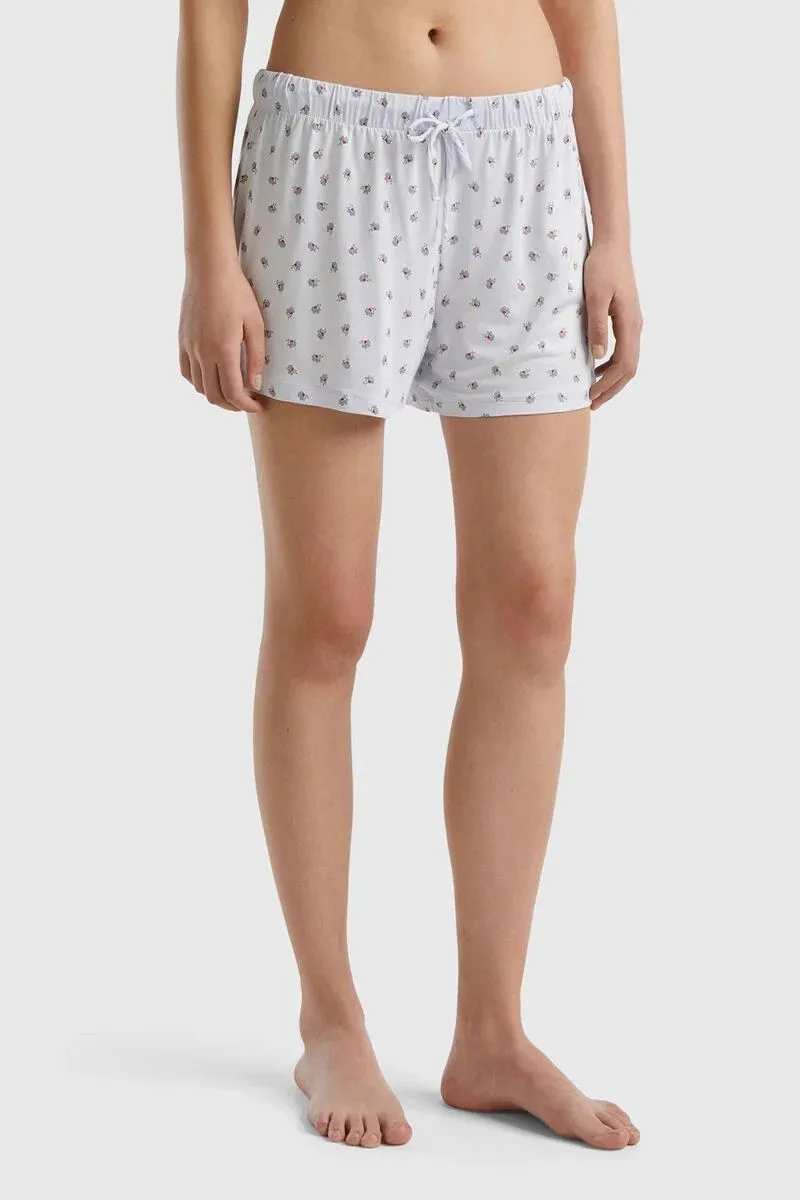 Shorts a fiori in viscosa sostenibile donna Bianco