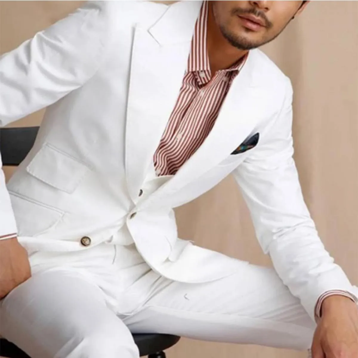 Smoking da sposo bianco per matrimonio 3 pezzi slim fit da uomo con risvolto a punta casual moda maschile set di vestiti giacca