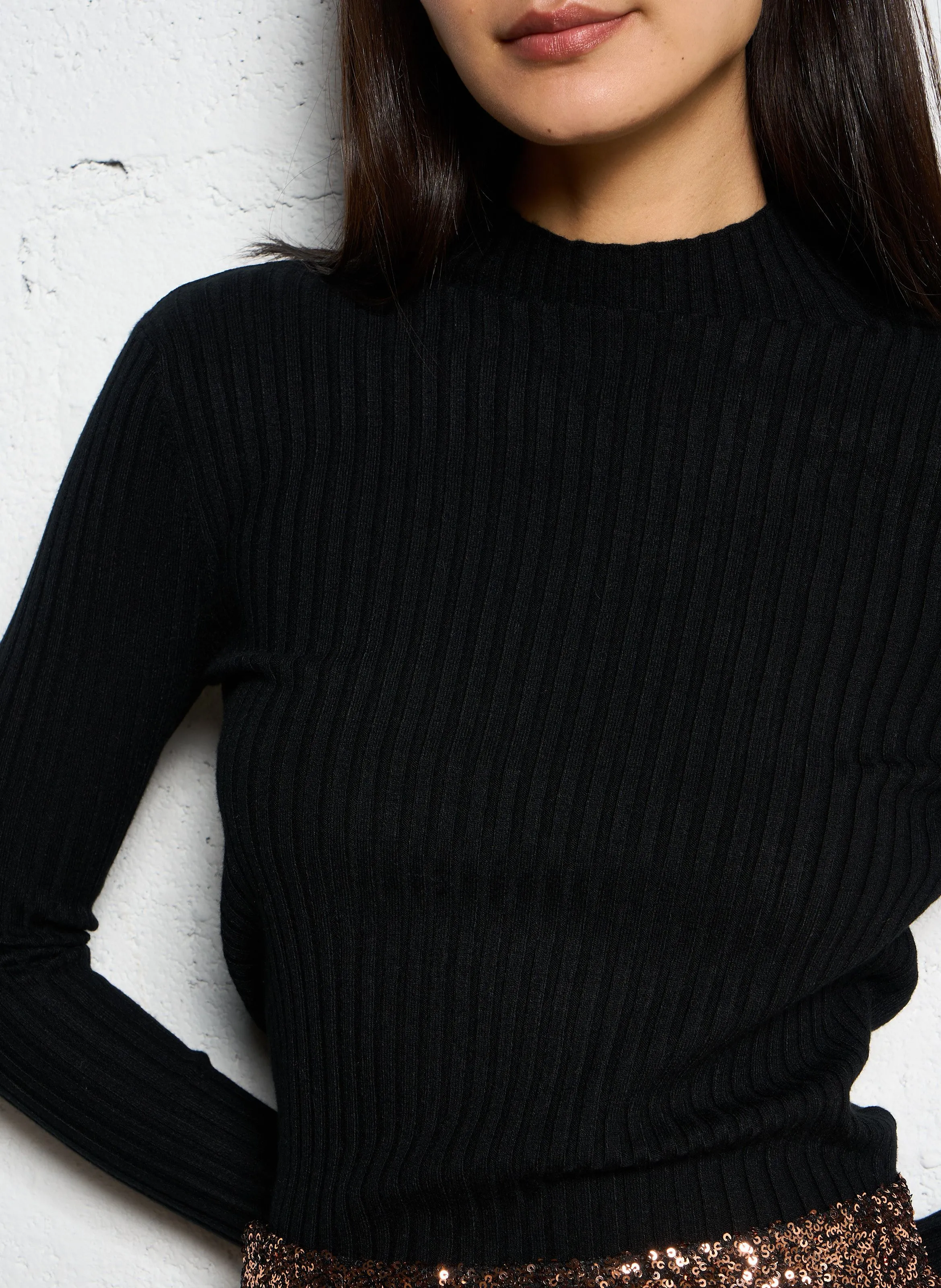  THE KORNER   Maglione con collo a camicia | Nero