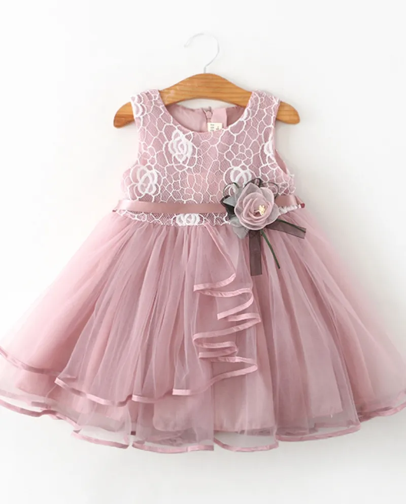 Vestito dal tutu del pizzo del partito del fiore della bambina Vestiti senza maniche dei bambini dei bambini Cl