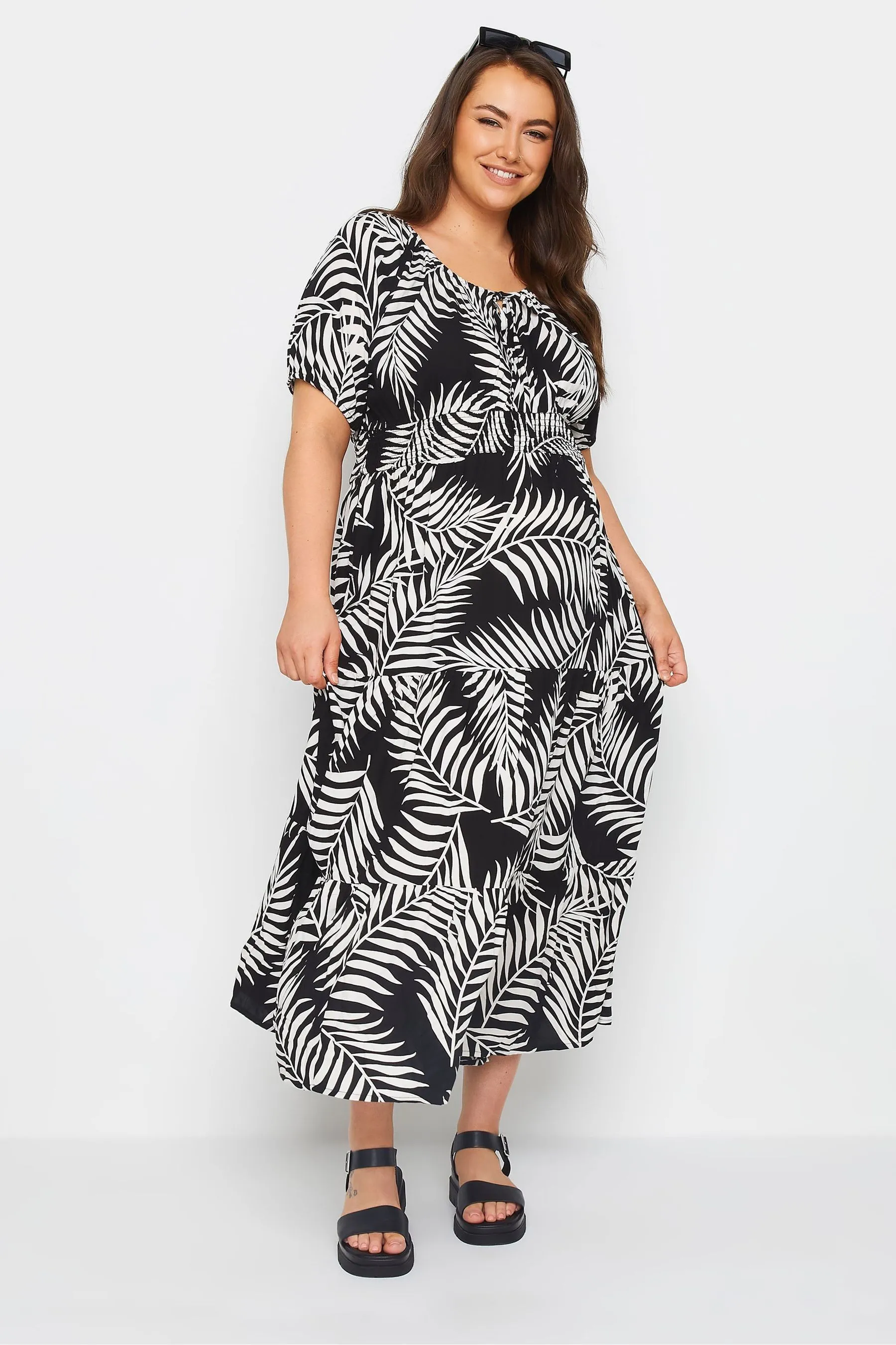 Yours Curve BUMP IT UP MATERNITY - Abito maxi con Stampa e foglie